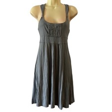 American Eagle 🦅 Gray Knit Dress Size S Empire Waist Tie Sash Strappy Back
