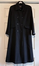 Vintage Pendleton 100 Black Merino Wool Double Breasted Long Overcoat Size 10P