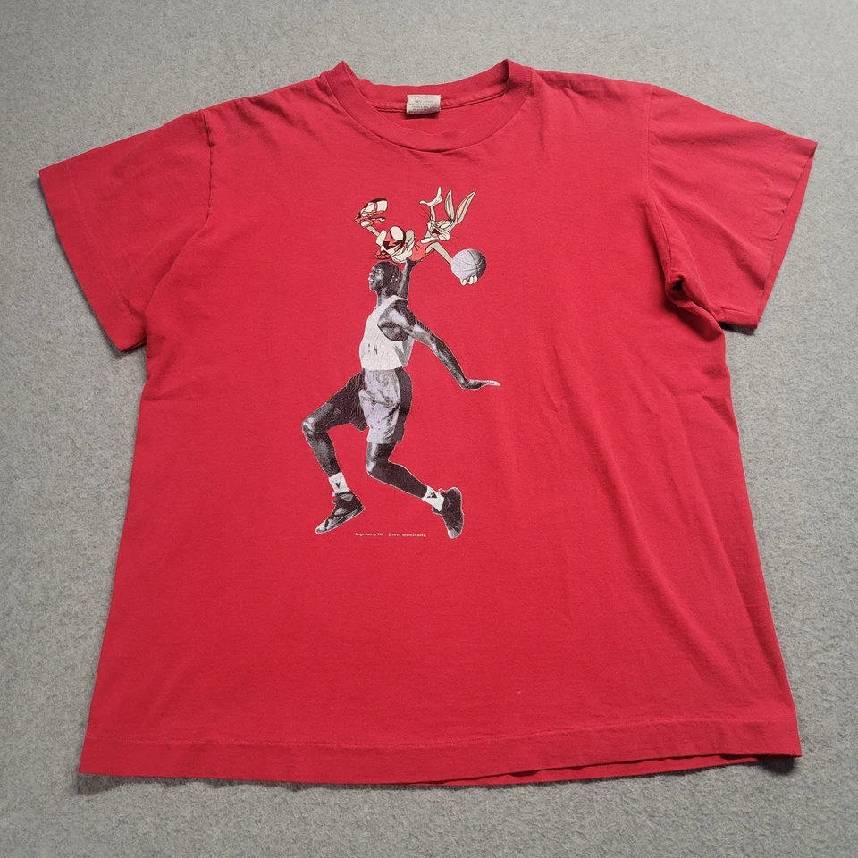 Vintage Hare Jordan & Air Jordan T-Shirt Nike Size Large Youth Red Rare 90s - Image 3 of 4