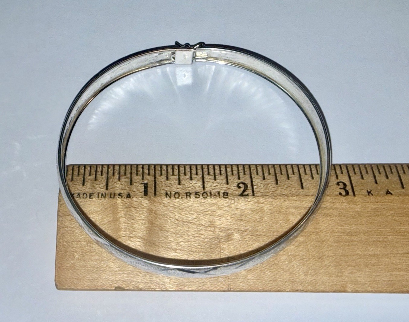 ESTATE Solid Sterling Silver Textured Engraved 7.… - image 3