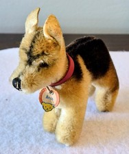 Rare Vintage Steiff Mohair German Shepherd Dog ARCO w/COLLAR  Original Tag EUC