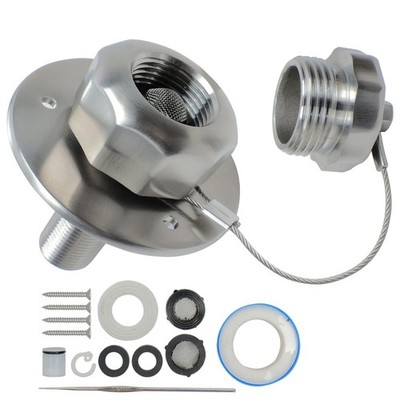 All Metal RV Water Inlet with Check Valve and Strainer, Stainless Steel Leak-...