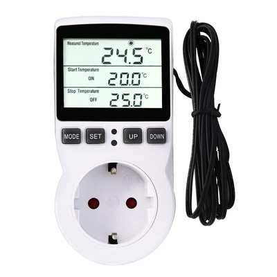 RUIZHI Temperaturregler Steckdose Thermostat LCD Sonde 250V Aquarium Terrarium