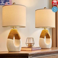 Boho Table Lamps Set Rustic Nightstand Lighting Office Bedroom Decorations New