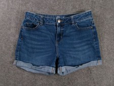 Wonder Nation Shorts Girls18 Blue Denim Rolled Hem Cuffed Mid Rise Stretch