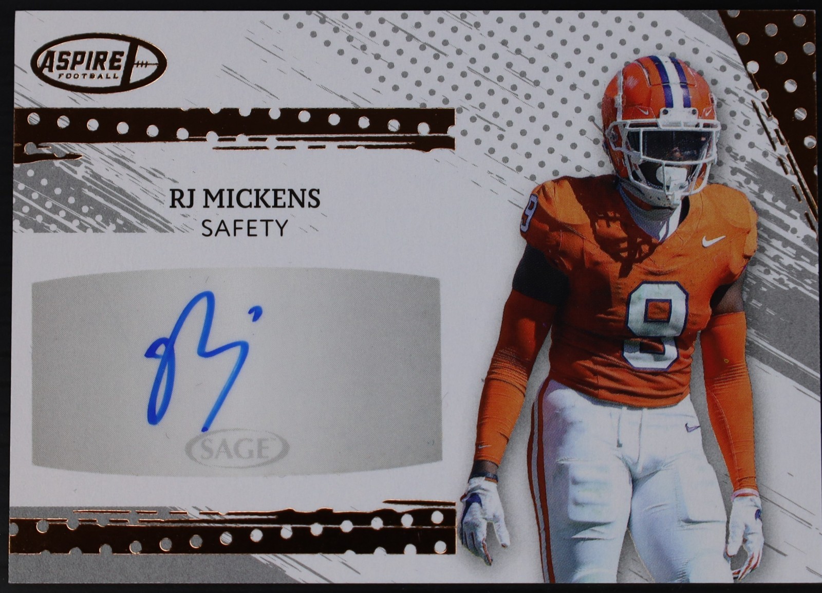 2025 Sage Aspire RJ Mickens Autograph Rookie Bronze Foil Football Card
