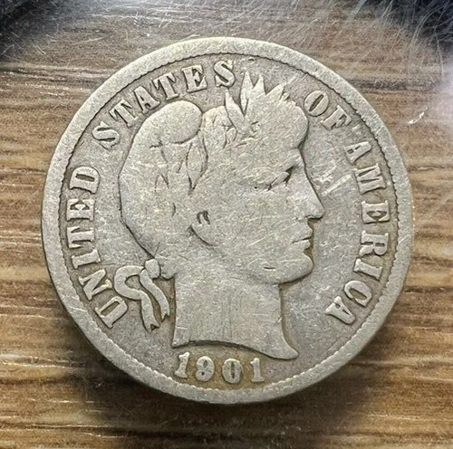 1901-P Barber Dime - Actual Coin Shown - Free Shipping & Tracking INV#611