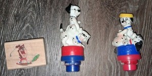 Stamp Lot 101 Dalmations Two-Tone & Lucky Ink Stamper Dipstick Jewel & Taz VTG