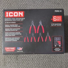 *NEW* ICON Quarter-Turn Retaining-Ring Pliers Set, 6-Piece, PSRC-6, 59150