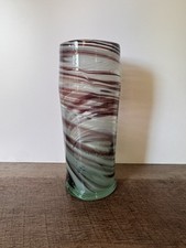 70  s Murano Style Hand Blown Vase Multicolor Swirls Decorative Art Glass Pretty 