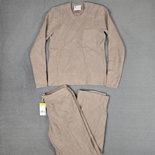 Figs Knit Loungewear Set Womens Small Brown Long Sleeve Top And Pants NWT