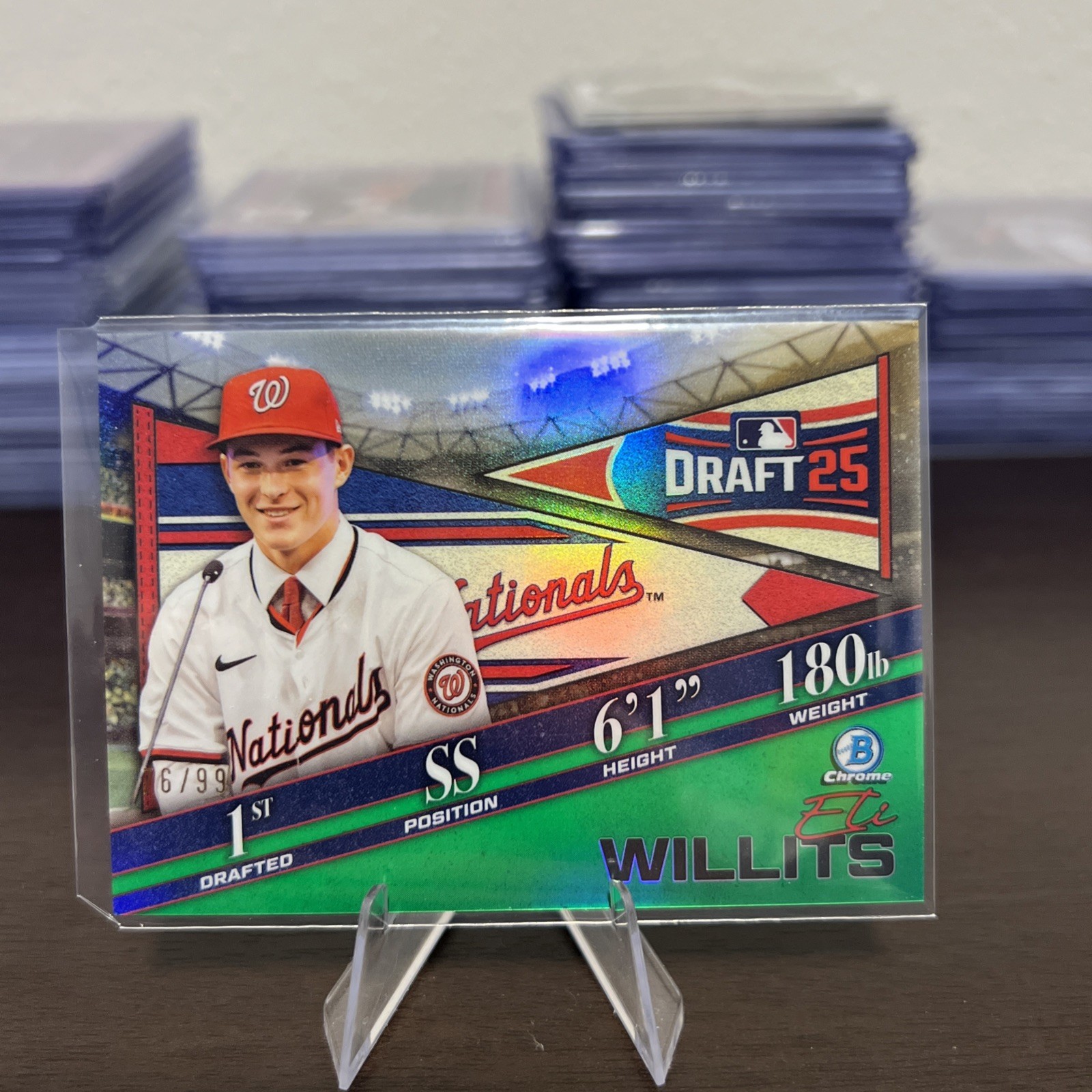 Eli Willits 2025 1st Bowman Draft Night Insert Green /99 Nationals! #1 Draft