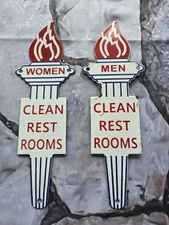 2-VINTAGE STANDARD PORCELAIN SIGNS BATHROOM KEY FOB MENS LADIES BATHROOM 12"X4"