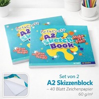Skizzenblock Zeichenblock Zeichenpapier 2Stk. A2 40 Blatt 59X42 Cm Malblock