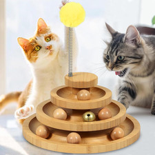 Cat Ball Track - 3-Level Cat Ball Tower with 9 Removable Balls for Interactive P