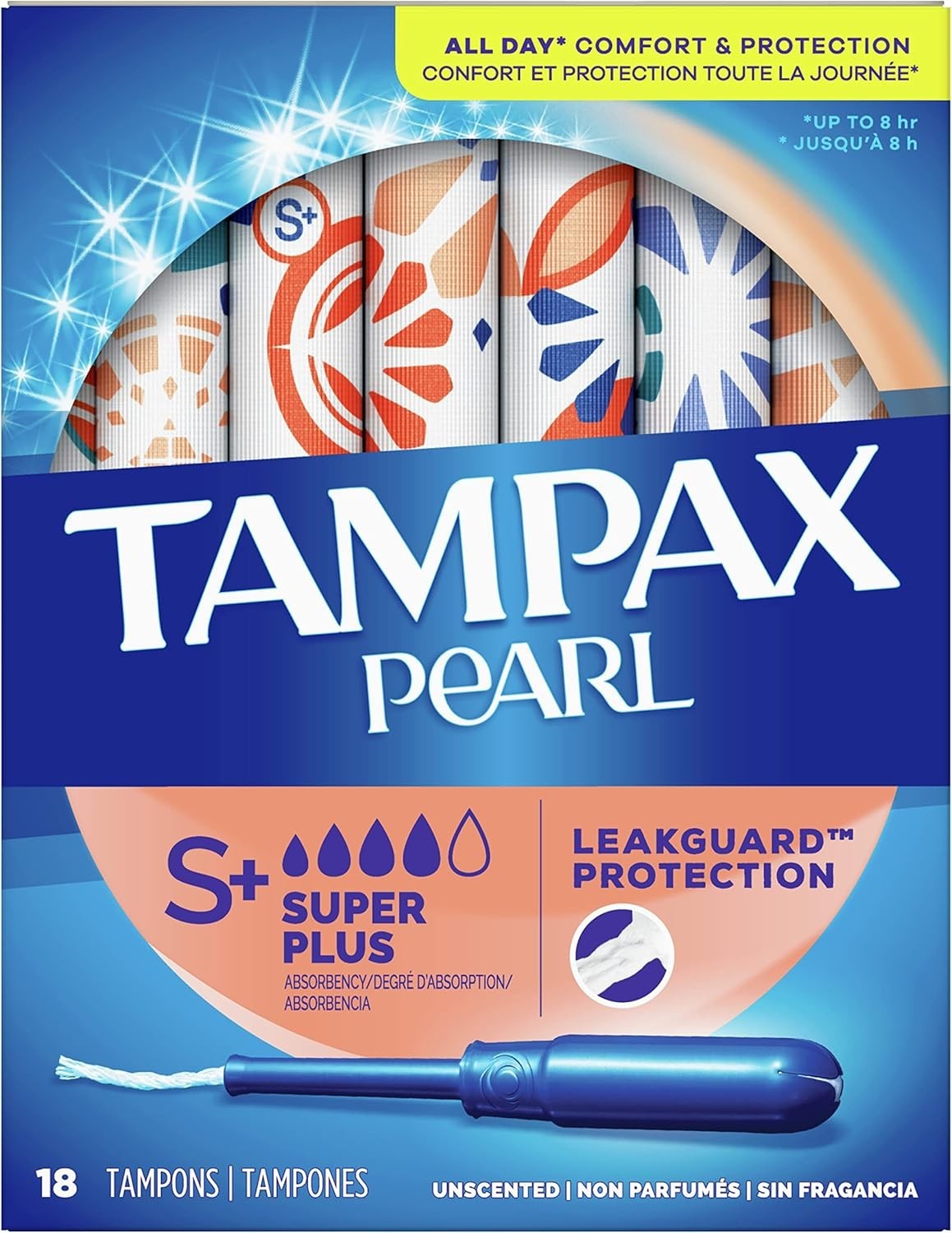 18 Tampax Pearl Tampons with Plastic Applicator Super Plus Absorbency Unscented