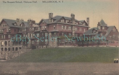 Millbrook NY - BENNETT SCHOOL HALCYON HALL - Hand Colored Postcard Albertype