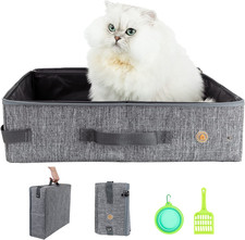 Travel-Friendly Cat Litter Box - Leak-Proof Easy One-Hand Carry