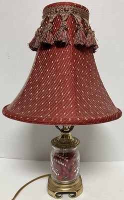 Vtg 1960s MCM Red Bakelite DOMINOES Lamp & Fringe Shade Unique