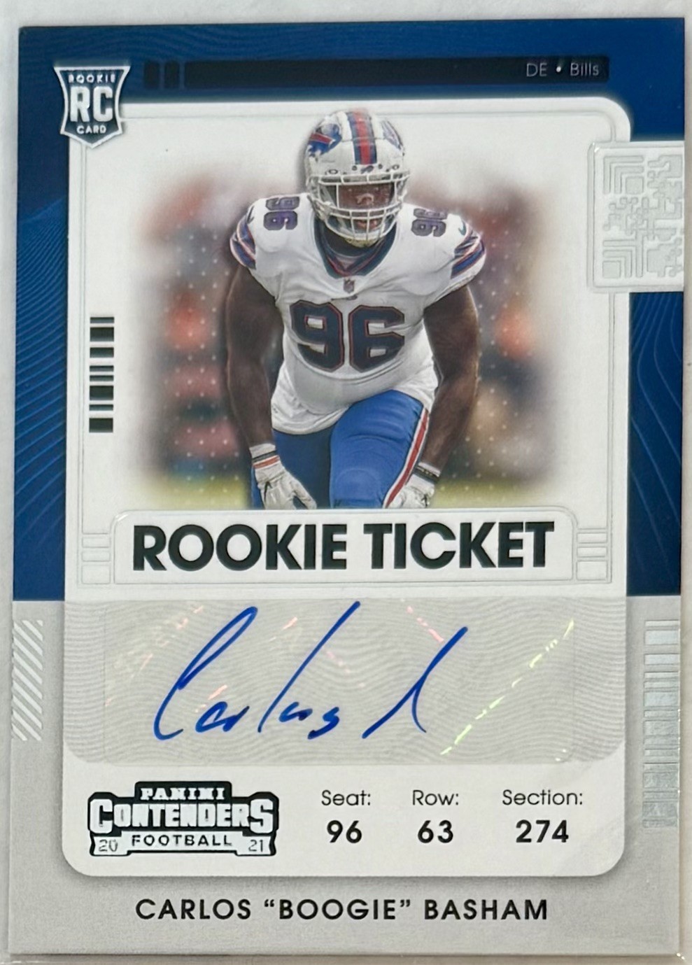 Boogie Basham Panini Contenders #176 Autograph
