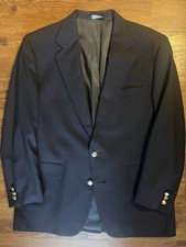 VTG Jos Bank 42R Navy Worsted Wool 3-Roll-2 Blazer Metal Buttons Made In USA