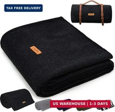 Molithe 100 Wool Blanket, 62" x 86", Warm, Thick, Washable, Military Wool Blank