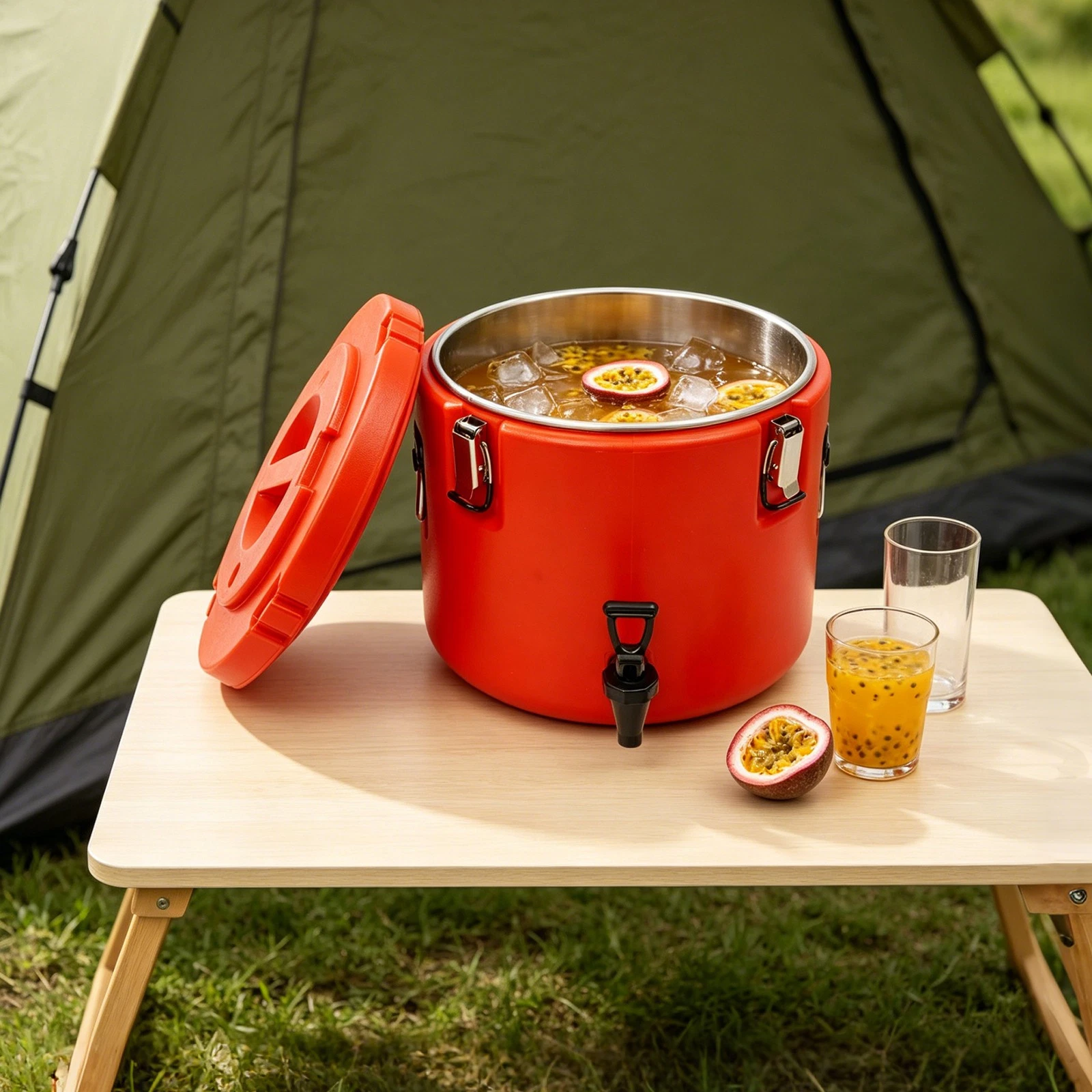 Stainless Steel Beverage Dispenser Camping Insulated Portable Sports Cooler