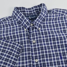 Ralph Lauren Blake XL Blue Plaid Short Sleeve Button Down Shirt
