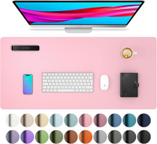 Leather Desk Pad Protector, Mouse Pad, Office Desk Mat, Non-Slip PU Leather Desk