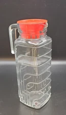 Art Deco Style Ribbed Glass Pitcher, 40oz Retro Boho Chic 44