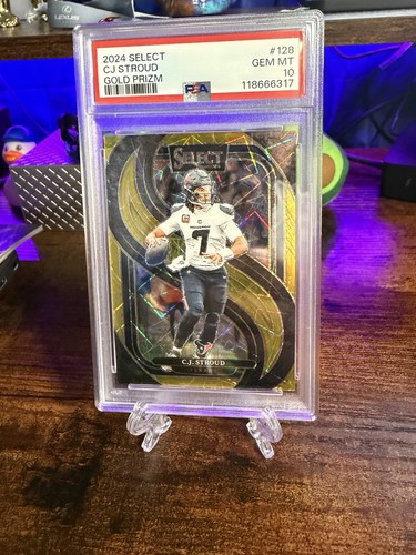 Panini 2024 Select C.J. Stroud Texans Premier Level Gold Prizm /10 PSA 10 SSP