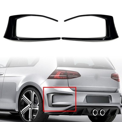 Black Rear Bumper Spoiler Fog Light Cover For VW Golf 7 R GTD Mk7 2013-2016