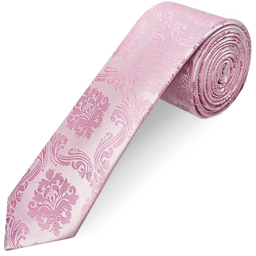TIES R US Dusty Pink Paisley Skinny Men's Tie Slim tie Thin Tie Wedding Tie