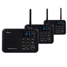 Wireless Intercom System 1 Mile Range 22 Channel 3 Stations Black Wuloo Home
