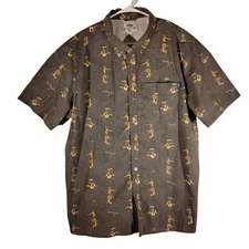 AFTCO shirt mens XL Xlarge blue hawaiian performance fishing aloha short sleeve