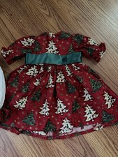 "Vestido y pantalones de árboles de Navidad de costurera para mi muñeca gemela 23"""