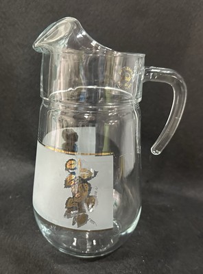 MCM Frosted Glass Gold Leaf Pitcher Pasabahce Turkey Art of Glass Circle