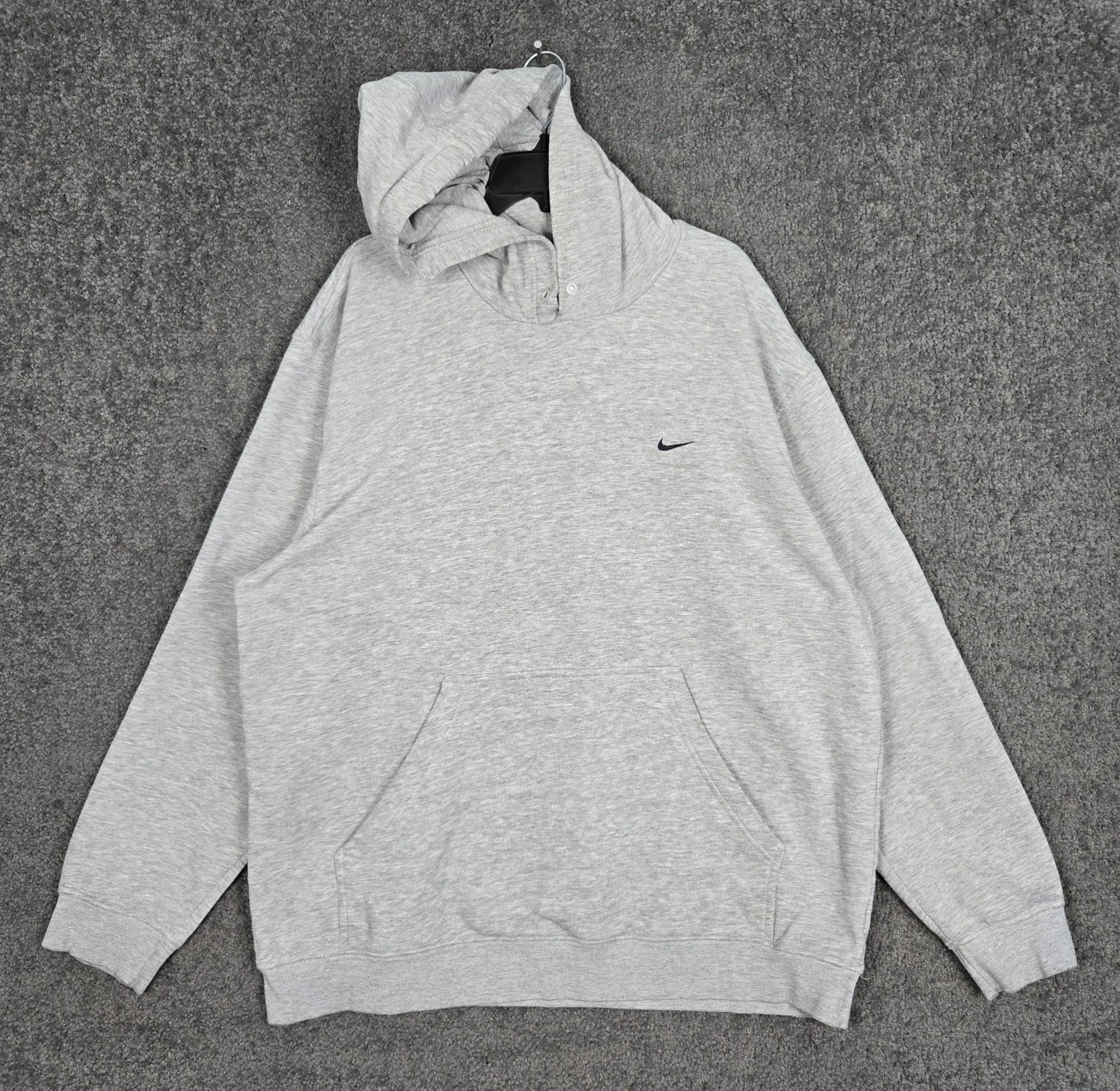 Vintage Nike Hoodie Sweatshirt Men's 2XL Gray Baggy Swoosh 1990s Y2K Distressed