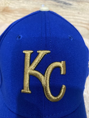 Kansas City Royals New Era 39THIRTY MLB Gold Logo Stretch Flex fitted Cap Hat - Picture 4 of 4