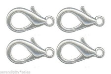 12 Silver Plated Lobster Clasps  20mm 3/4" Brass No Nickel No Lead Findings
