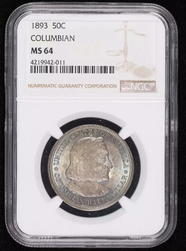 1893 Commemorative Worlds Columbian Exposition Half Dollar NGC MS-64 TONER
