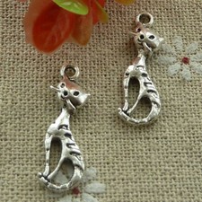 Free Ship 220pcs tibetan silver cat charms 25X9mm L-1192
