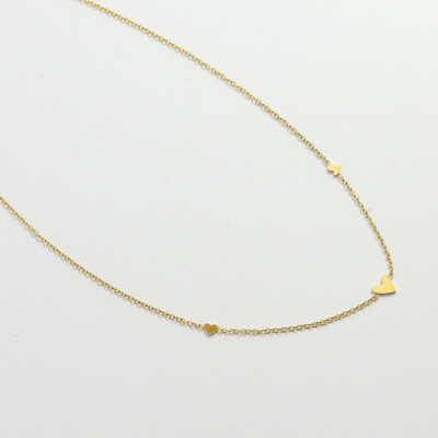 Woman Fashion 18K Gold Plated Stainless Steel Cute Heart Charm Necklace Chain