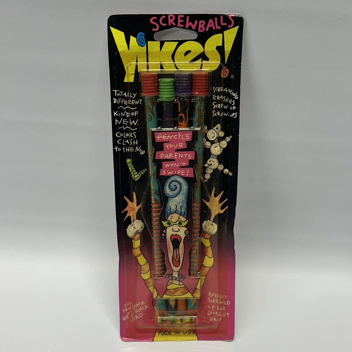 Vintage 90s Yikes! Pencils Screwballs #2 Pencils Made In U.S.A.