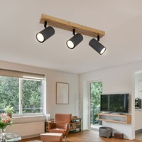 Spotleiste Deckenlampe Spotleuchte Holzoptik Verstellbar Graphit 3-Flammig GU10