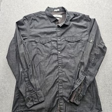 Calvin Klein Men's Medium Dark Gray Long Sleeve Button-Down Shirt