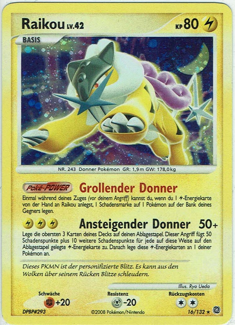 Pokemon Karte Trading Rätselhafte Wunder Nr. 16/132 Raikou Holo
