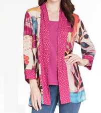 Multiples Crinkle Kimono Jacket In Floral Print - Size Xs