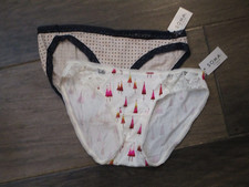 2-PACK SOMA EMBRACEABLE LACE/COTTON MODAL BIKINI PANTIES  SIZE SMALL