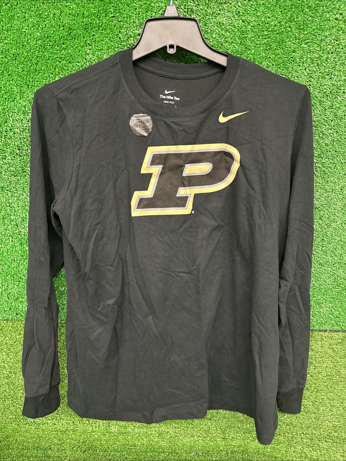 MENS PURDUE BOILERMAKERS BLACK NIKE PRIMARY LOGO DRIFIT COTTON long sleeve  XL